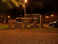 TIjdens de nachtelijke tocht voor de verkenners, rowans en stam Levend Tetris